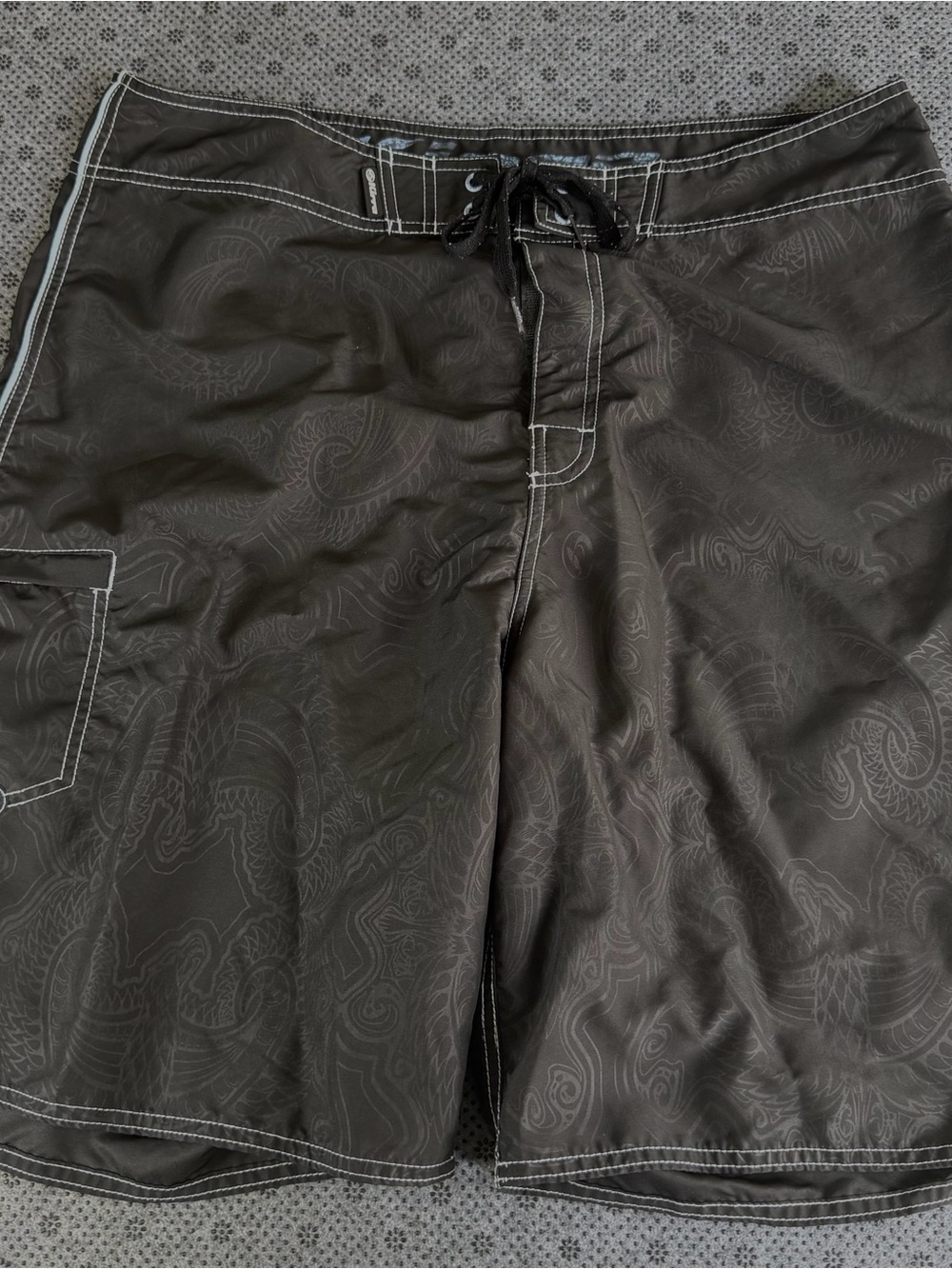 Kirra Black Paisley-Print Swim Board Shorts
